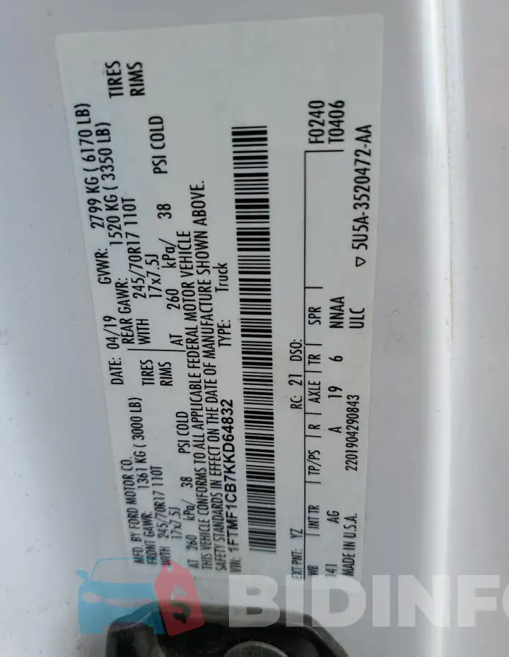 1FTMF1CB7KKD64832 Photo# 12