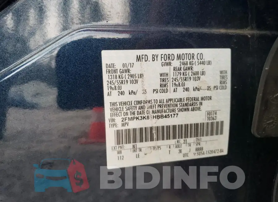 2FMPK3K81HBB45177 Photo# 13