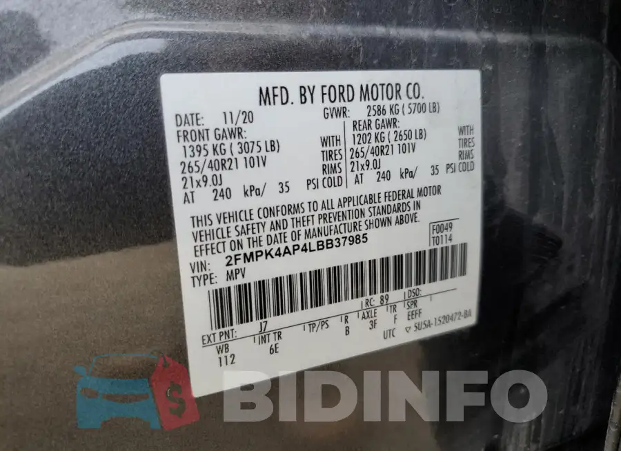 2FMPK4AP4LBB37985 Photo# 13