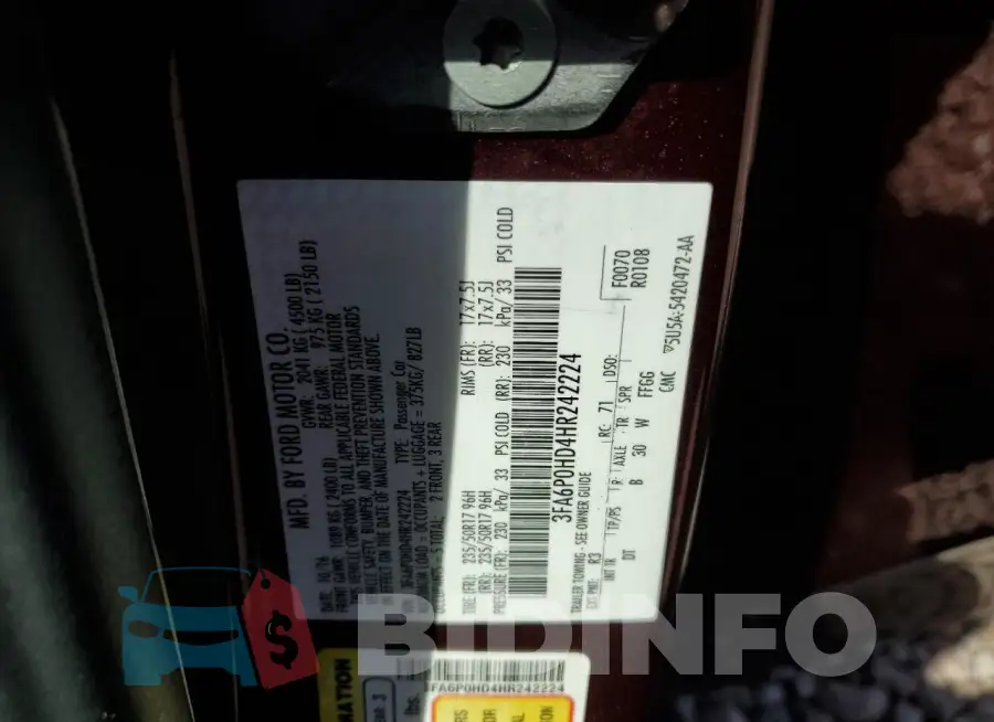 3FA6P0HD4HR242224 Photo# 12