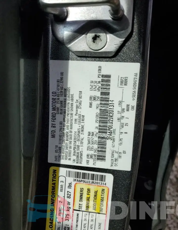 3FA6P0LU2JR201314 Photo# 12