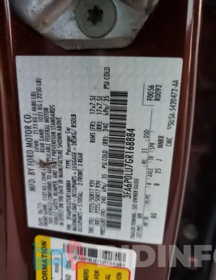 3FA6P0LU7GR168884 Photo# 12