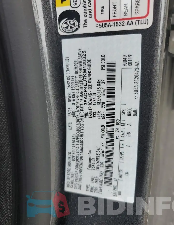 3FADP4EJ7KM120325 Photo# 12