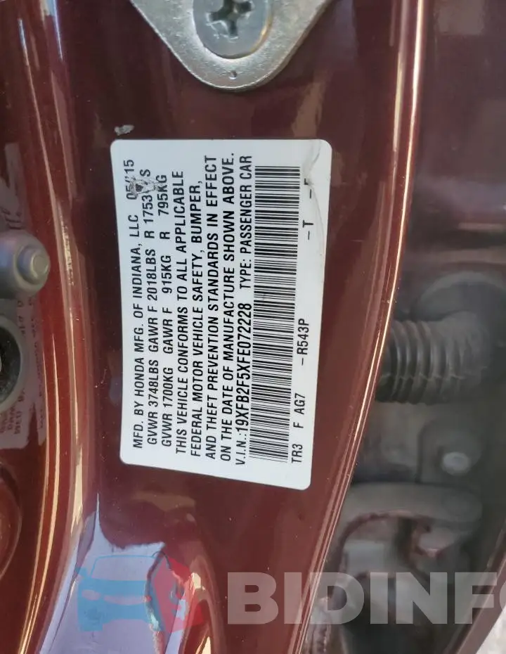 19XFB2F5XFE072228 Photo# 12
