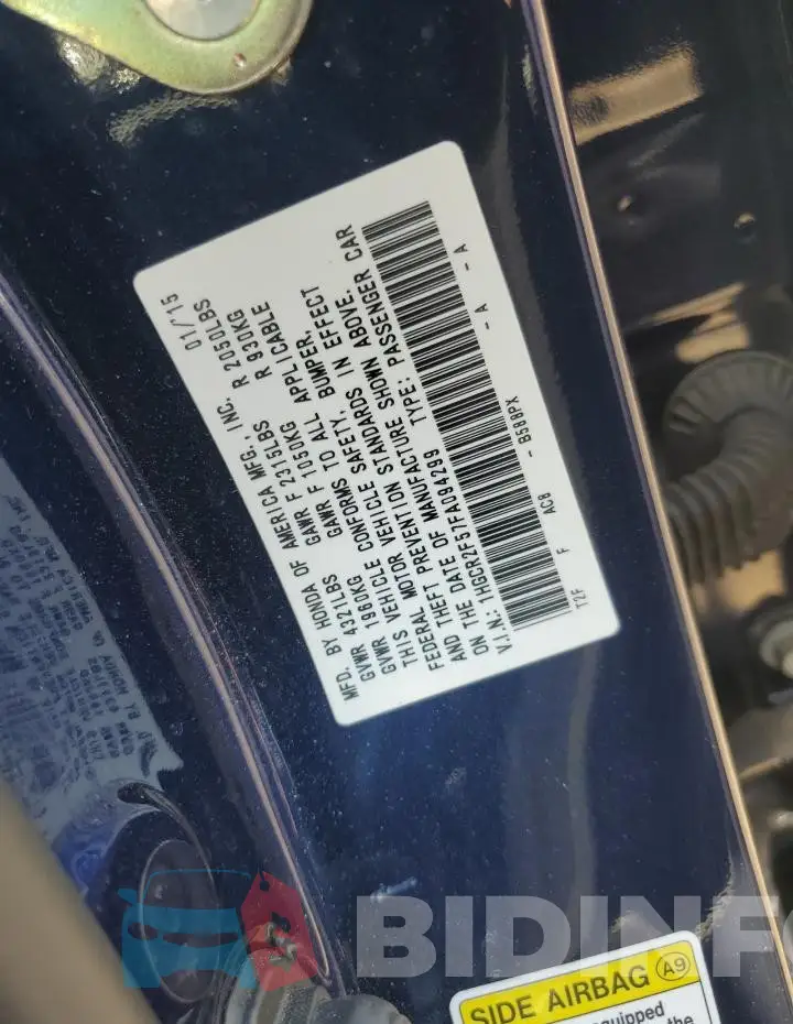 1HGCR2F57FA094299 Photo# 12