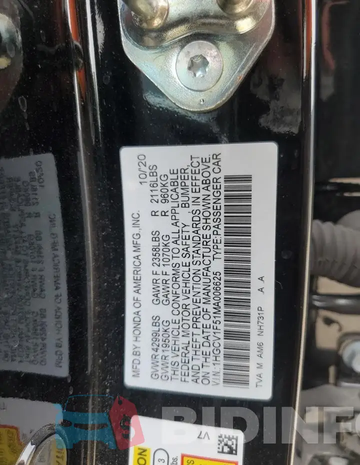 1HGCV1F51MA006625 Photo# 13