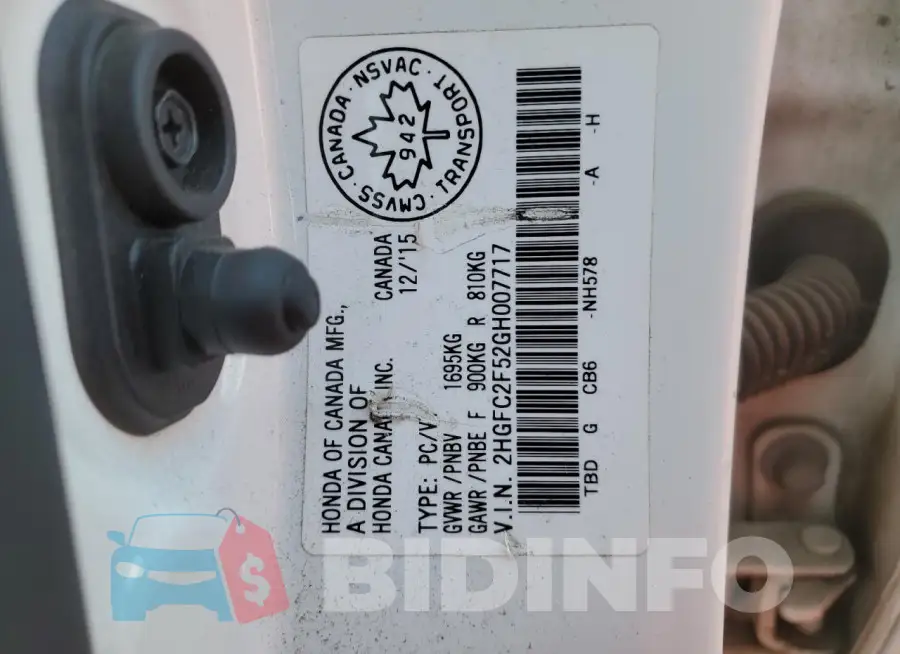 2HGFC2F52GH007717 Photo# 13