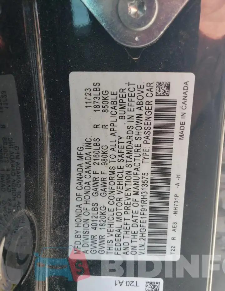 2HGFE1F91RH313575 Photo# 12