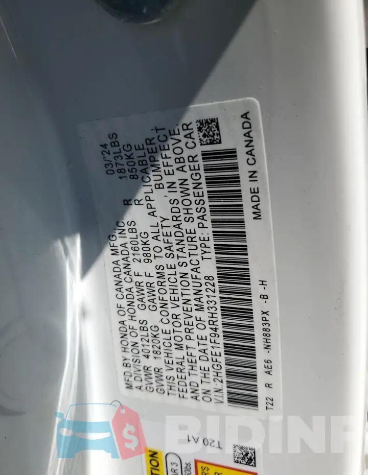 2HGFE1F94RH331228 Photo# 12