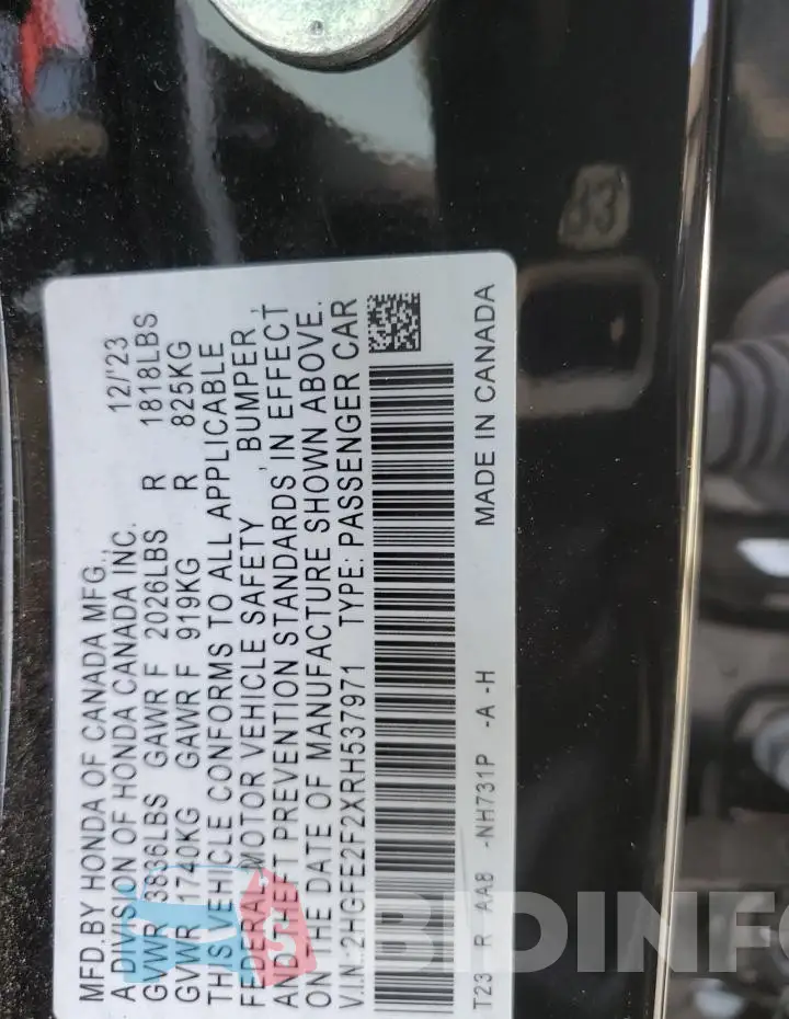 2HGFE2F2XRH537971 Photo# 12