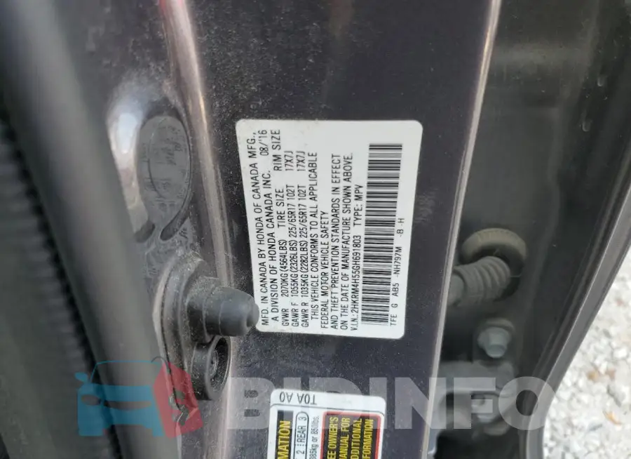 2HKRM4H55GH691803 Photo# 13
