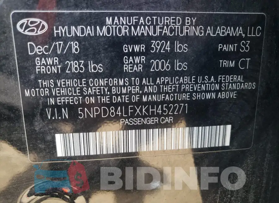 5NPD84LFXKH452271 Photo# 12