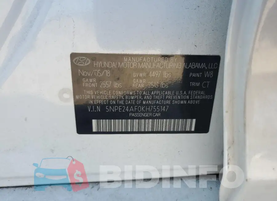 5NPE24AF0KH755147 Photo# 12