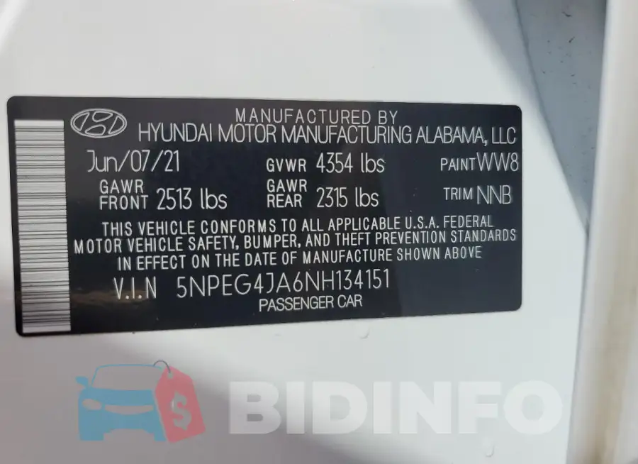 5NPEG4JA6NH134151 Photo# 13