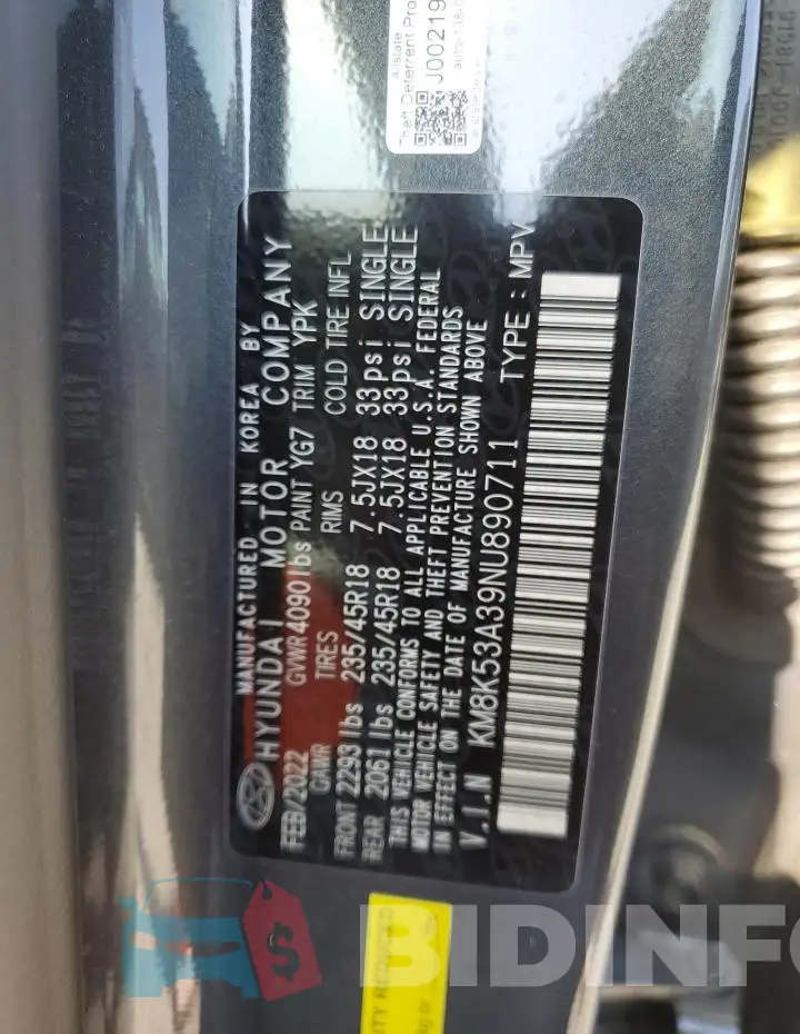 KM8K53A39NU890711 Photo# 13