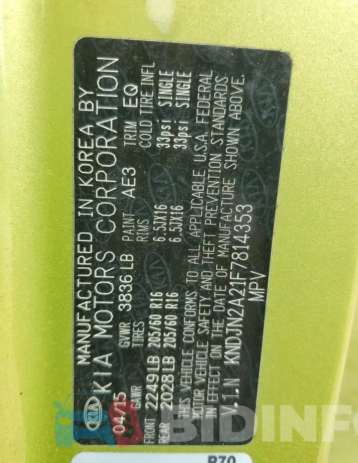 KNDJN2A21F7814353 Photo# 12