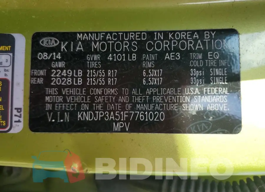 KNDJP3A51F7761020 Photo# 13