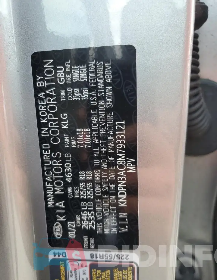 KNDPN3AC8M7933121 Photo# 14