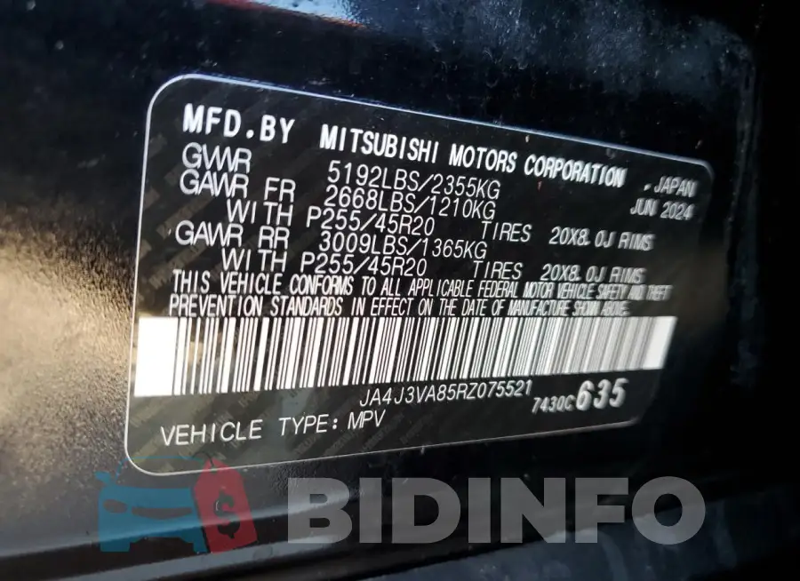 JA4J3VA85RZ075521 Photo# 14