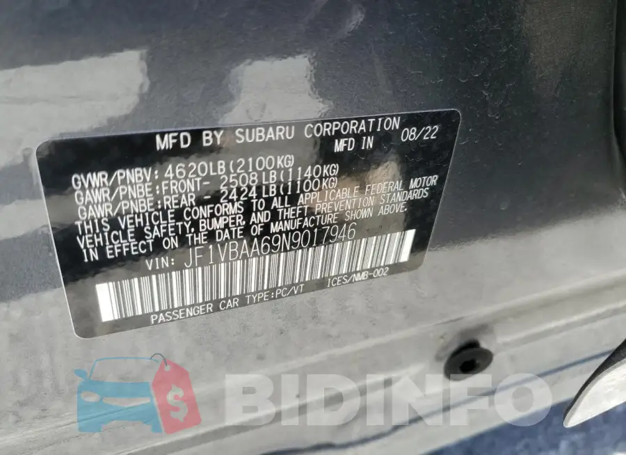 JF1VBAA69N9017946 Photo# 12