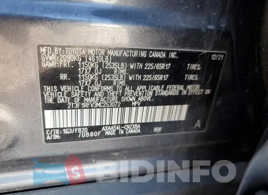 2T3F1RFV3MC253072 Photo# 12