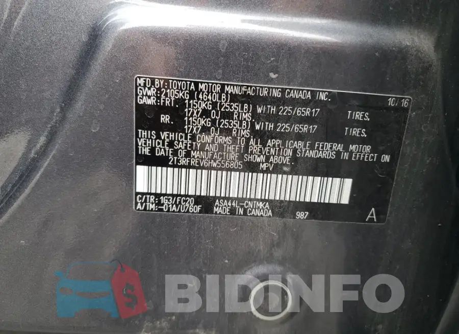 2T3RFREV6HW556805 Photo# 13