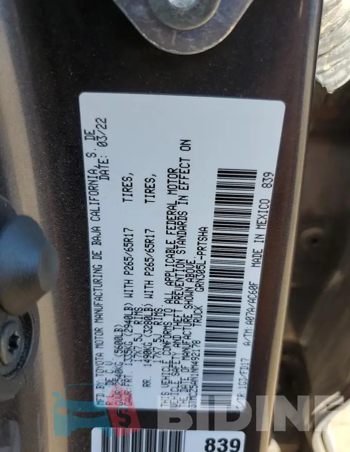 3TMCZ5AN1NM492178 Photo# 12