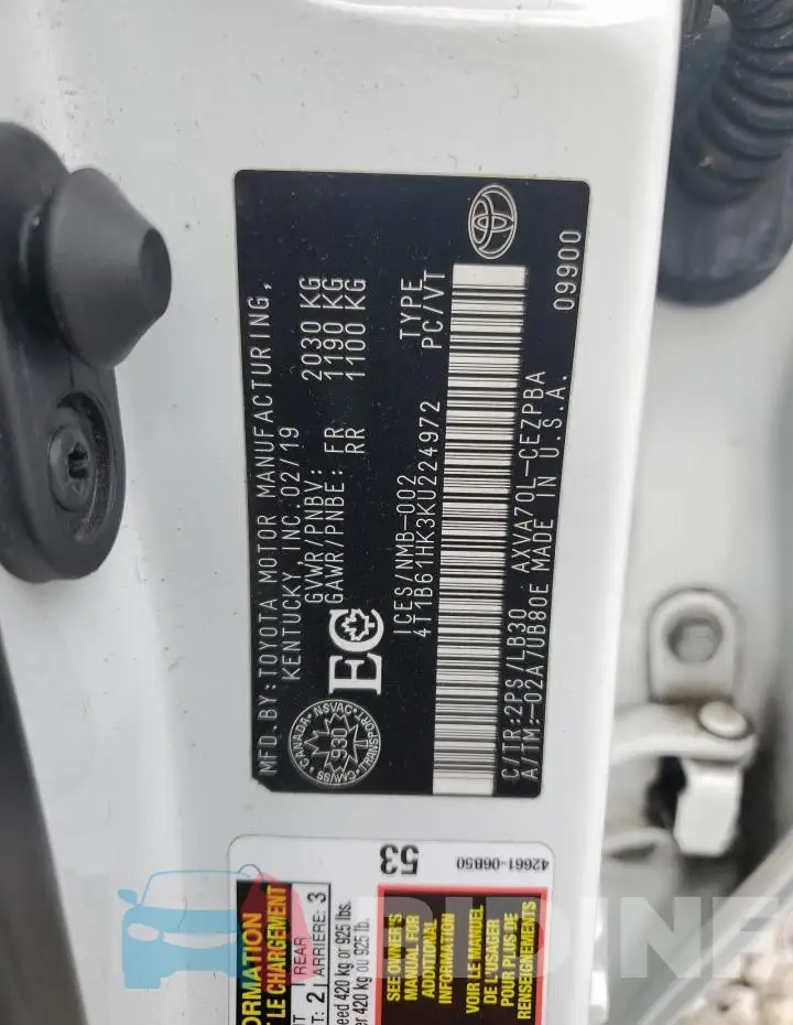 4T1B61HK3KU224972 Photo# 12