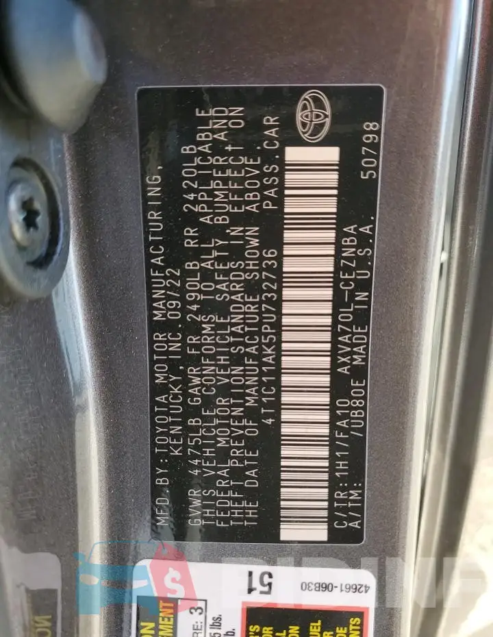 4T1C11AK5PU732736 Photo# 13