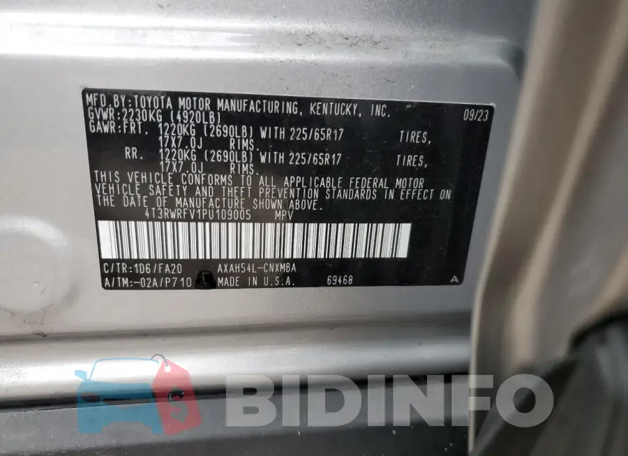 4T3RWRFV1PU109005 Photo# 12