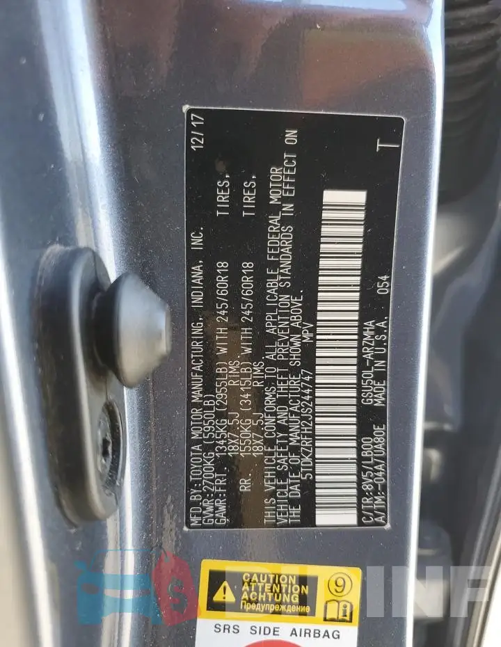 5TDKZRFH2JS244747 Photo# 13