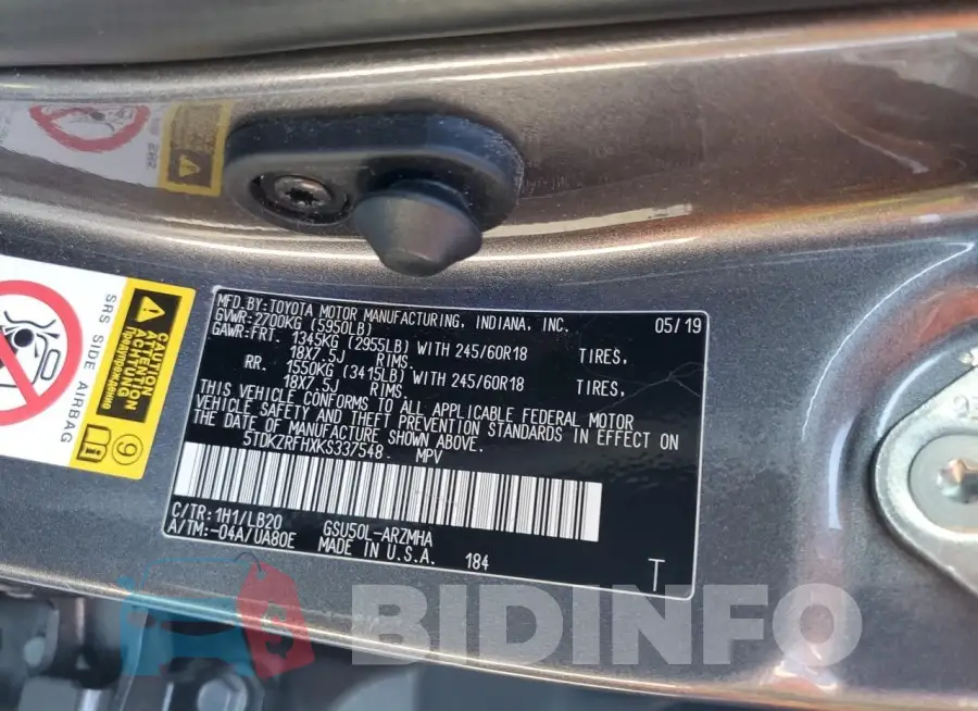 5TDKZRFHXKS337548 Photo# 13