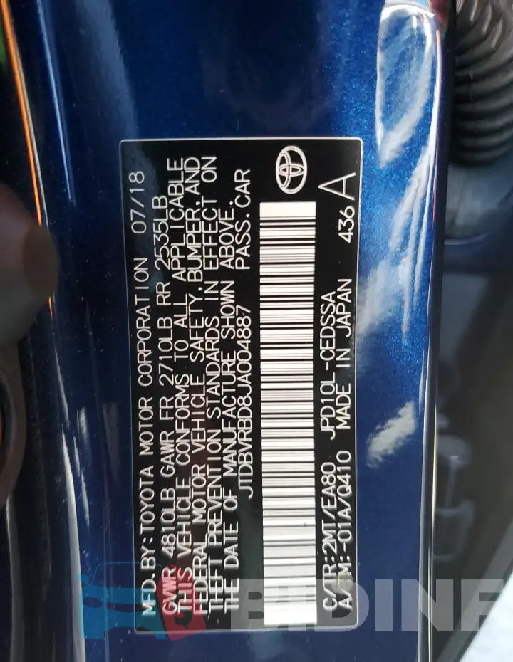 JTDBVRBD8JA004887 Photo# 13