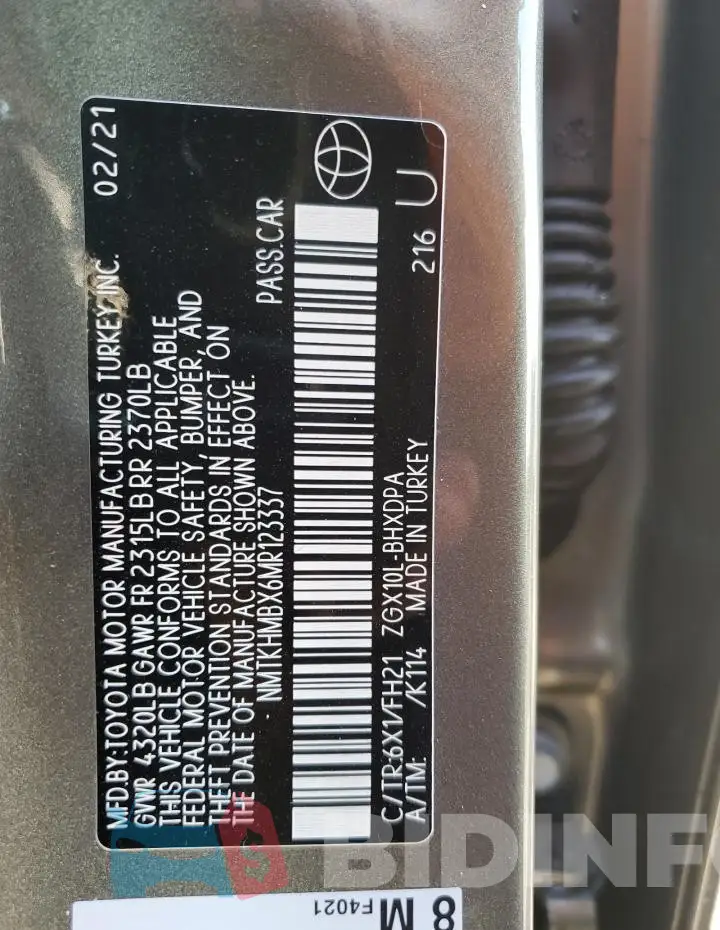 NMTKHMBX6MR123337 Photo# 13