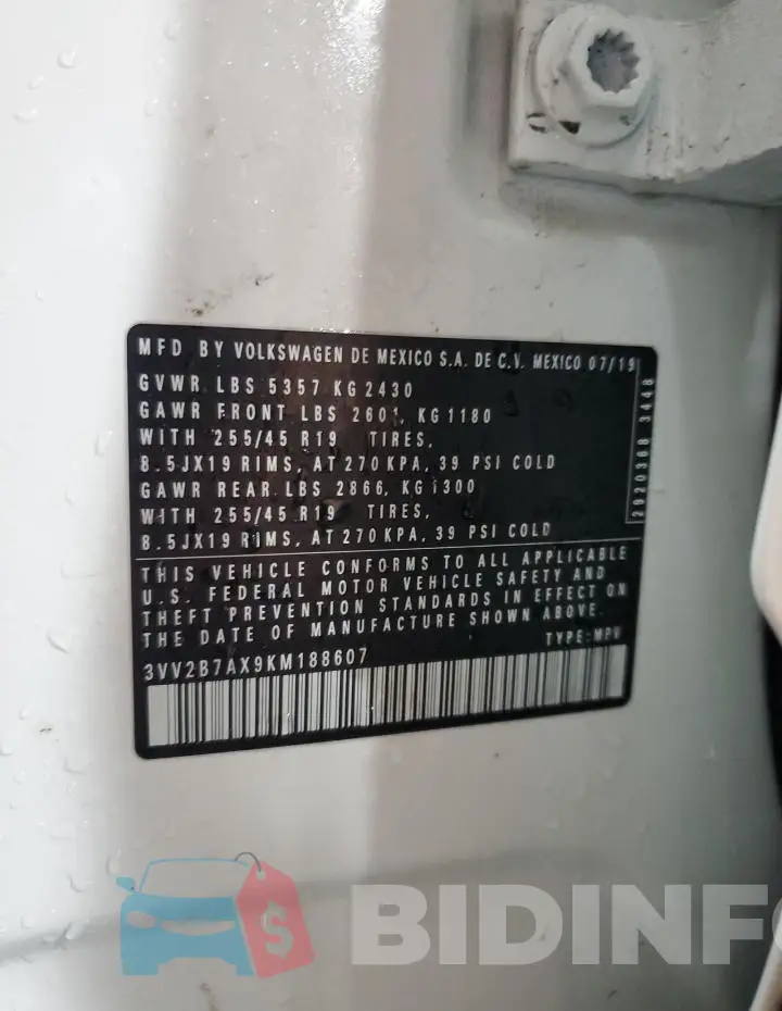 3VV2B7AX9KM188607 Photo# 13