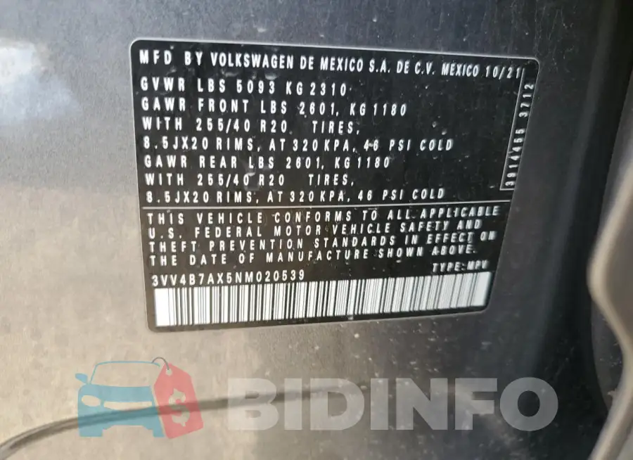 3VV4B7AX5NM020539 Photo# 12