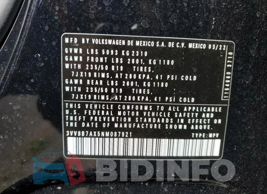 3VV8B7AX5NM087921 Photo# 13