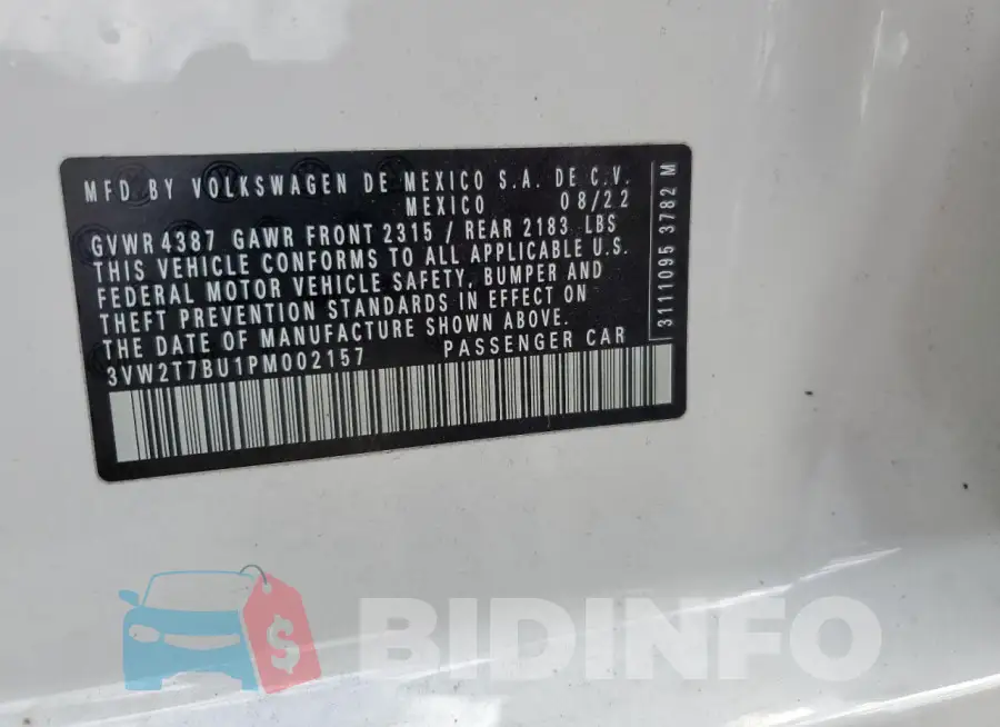 3VW2T7BU1PM002157 Photo# 13