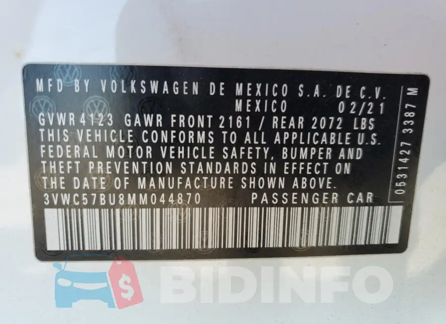 3VWC57BU8MM044870 Photo# 12