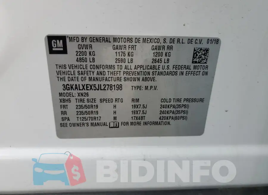 3GKALXEX5JL278198 Photo# 13