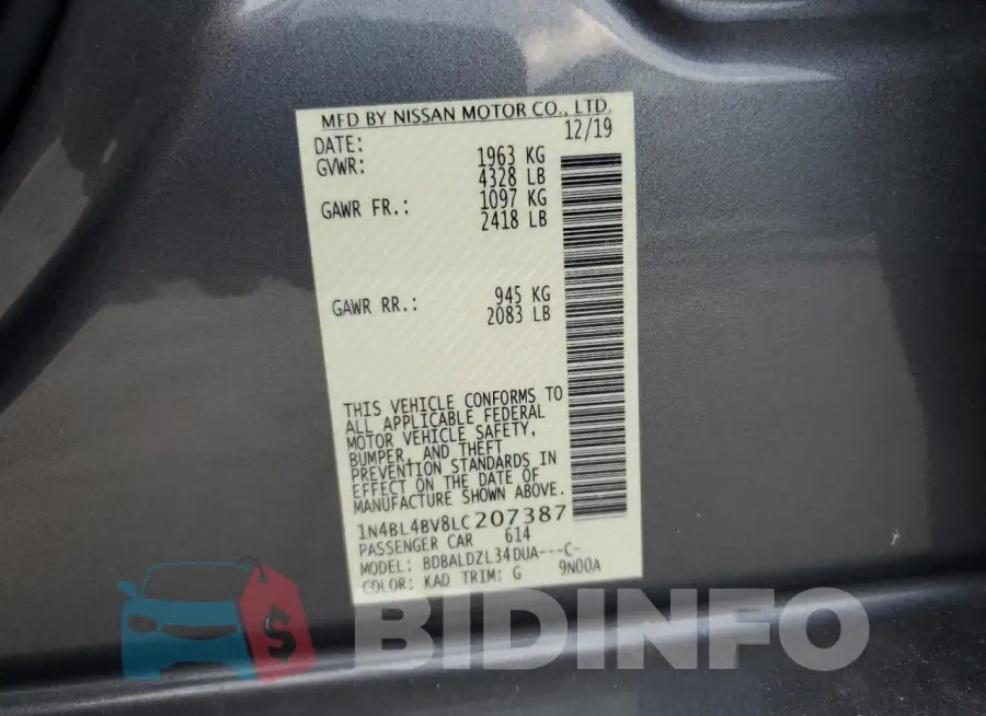 1N4BL4BV8LC207387 Photo# 12