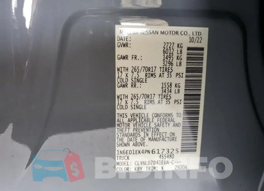 1N6ED1EK4PN617325 Photo# 12
