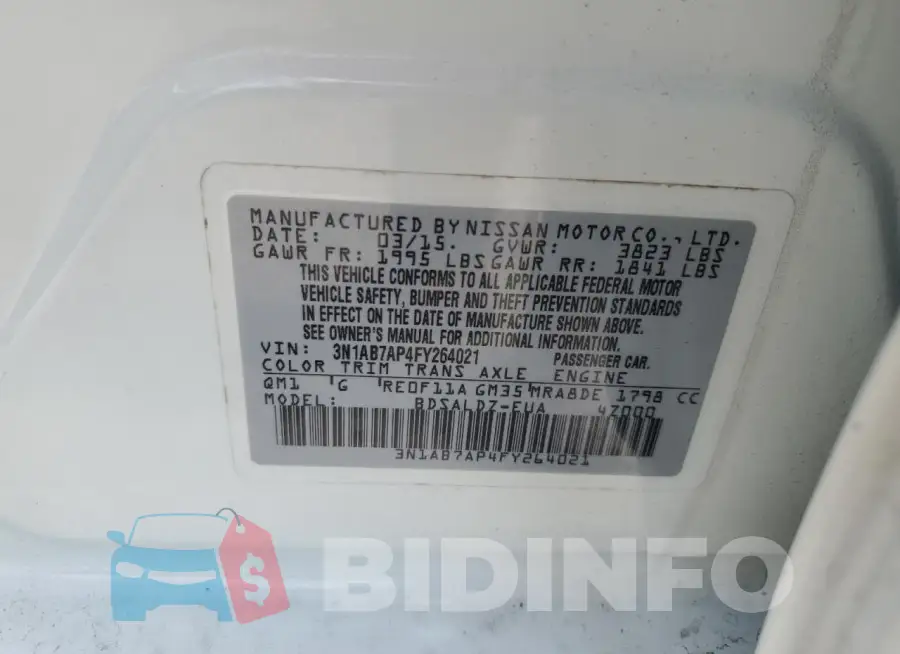 3N1AB7AP4FY264021 Photo# 13