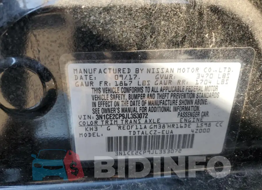 3N1CE2CP9JL353072 Photo# 12
