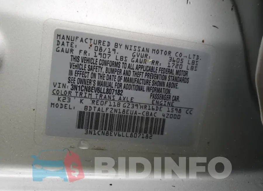 3N1CN8EV6LL807182 Photo# 13
