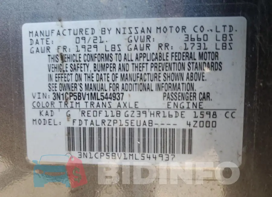 3N1CP5BV1ML544937 Photo# 12