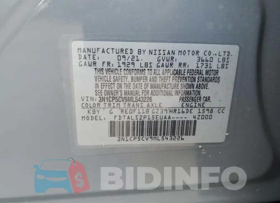 3N1CP5CV9ML543226 Photo# 13