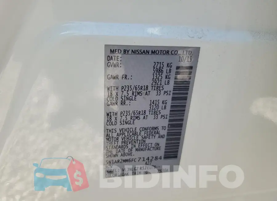 5N1AR2MM6FC714284 Photo# 13