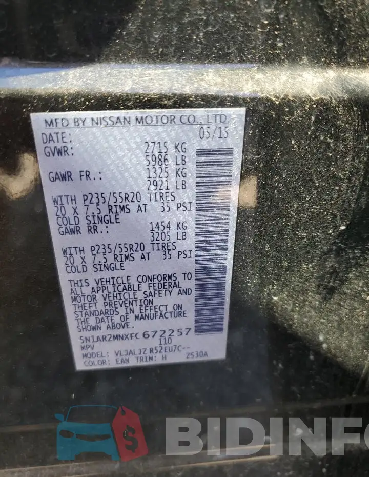 5N1AR2MNXFC672257 Photo# 13