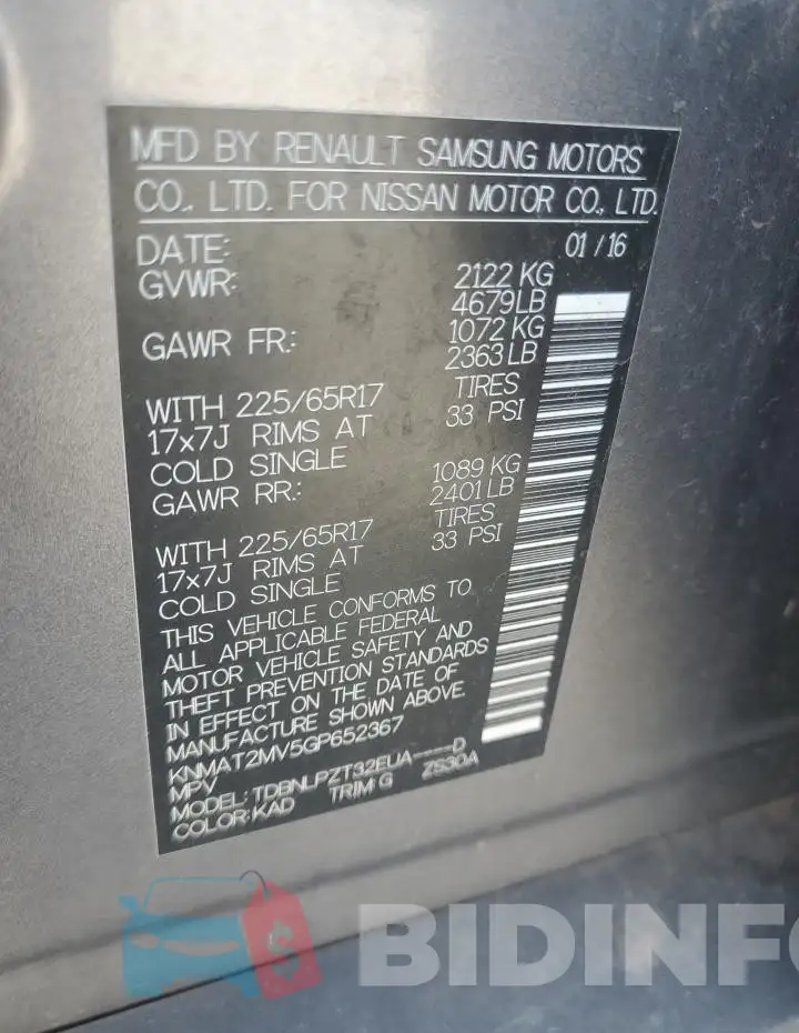 KNMAT2MV5GP652367 Photo# 14